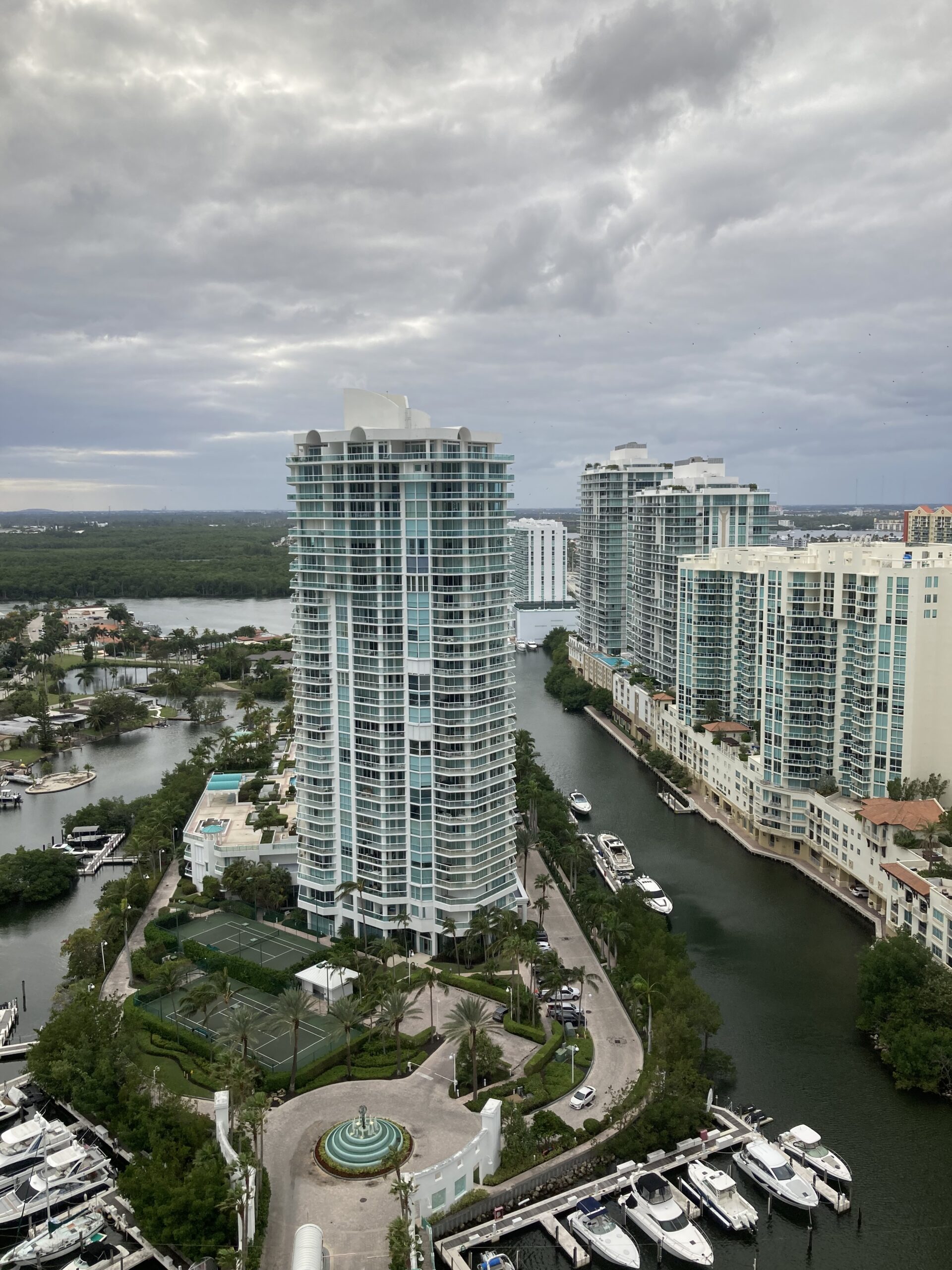 View Miami beach from balcon cloudy weather